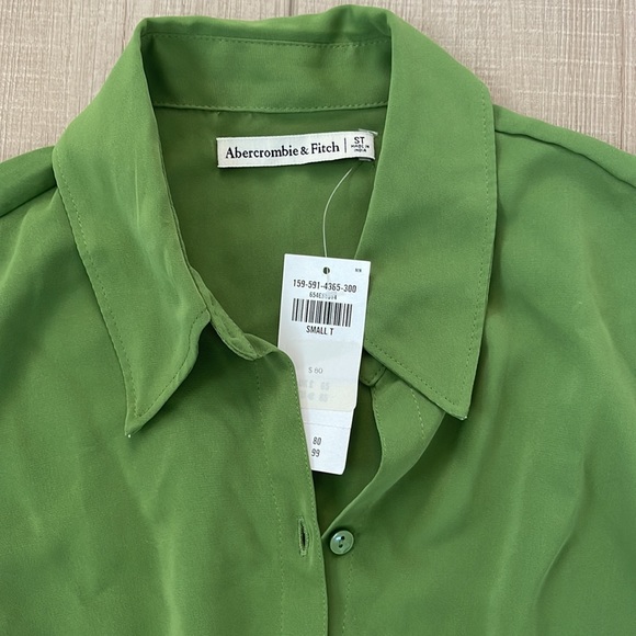 Abercrombie & Fitch Long-Sleeve Twist-Front Shirt Dress size small tall - Picture 3 of 3